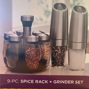9-Piece Spice Rack and Grinder Set - Silver
Battery Operated